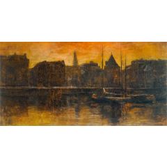 View of the Prins Hendrikkade with Schreierstoren, Amsterdam Painting Reproduction
