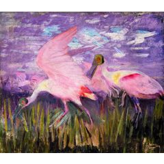Roseate Spoonbills Painting Reproduction