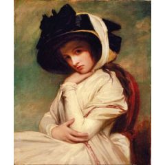 Emma Hart in a Straw Hat Painting Reproduction