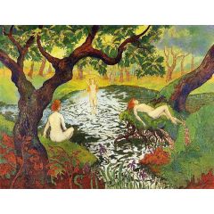 Three Bathers with Irises Painting Reproduction