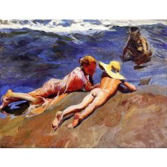 On the Sand, Valencia Beach Painting Reproduction
