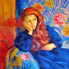 Pensive Girl Painting Reproduction