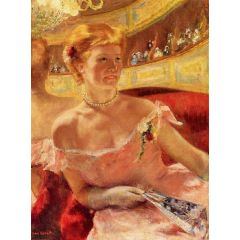Woman in a Loge, also known as Woman with a Pearl Necklace in a Loge Painting Reproduction