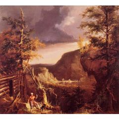 Daniel Boone Sitting at the Door of His Cabin on the Great Osage Lake, Kentucky Painting Reproduction