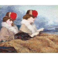 Two ladies in a carriage ride Painting Reproduction