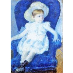 Elsie in a Blue Chair Painting Reproduction