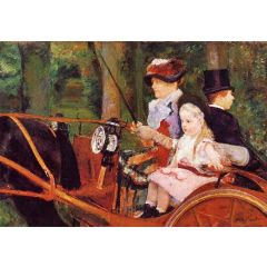 Woman and Child Driving Painting Reproduction