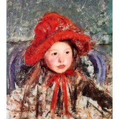 Little Girl in a Large Red Hat Painting Reproduction