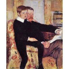 Portrait of Alexander J. Cassat and His Son Robert Kelso Cassatt Painting Reproduction