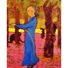 Girl with a Hoop Painting Reproduction