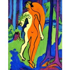 Nude in Orange and Yellow Painting Reproduction