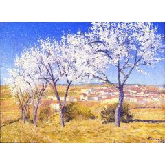 Flowering Almond Trees, Cailhau Painting Reproduction
