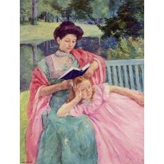 Auguste Reading to Her Daughter Painting Reproduction