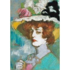 Portrait of Mrs. Kunffy wth Flowered Hat Painting Reproduction