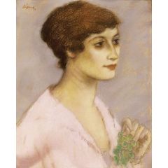 Woman with Grapes Painting Reproduction