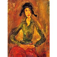 Woman in Green Painting Reproduction