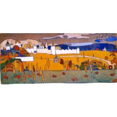 Walled City in Autumn Landscape Painting Reproduction