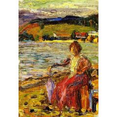 Kochel, Lady Seated by a Lakeside Painting Reproduction