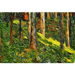 Forest Landscape with Red Figure Painting Reproduction