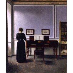 Interior: with Piano and Woman in Black Painting Reproduction