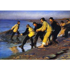 Fishermen Hauling the Net on Skagen’s North Beach Painting Reproduction