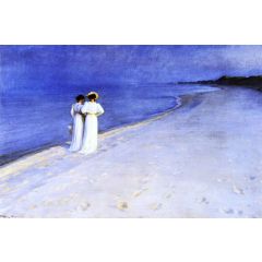 Summer Night on the South Beach at Skagen Painting Reproduction