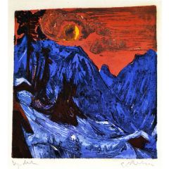 Winter Landscape by Moonlight Painting Reproduction
