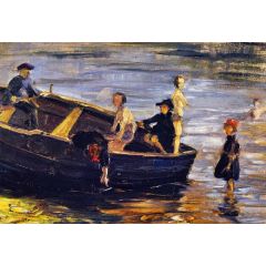 Children on a Boat Painting Reproduction