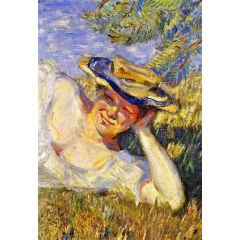 Two Woman on a Hillside, fragment Painting Reproduction