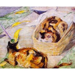 Cat Basket, also known as Study of Cats III Painting Reproduction