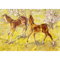 Foals at Pasture, also known as Leaping Foals Painting Reproduction