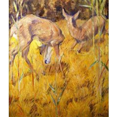 Deer in the Reeds Painting Reproduction