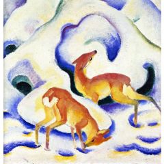 Deer in the Snow II Painting Reproduction