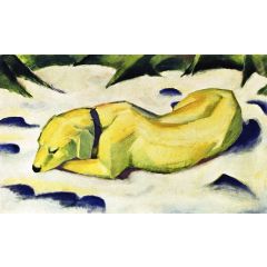 Dog Lying in the Snow Painting Reproduction
