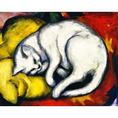 The White Cat, also known as Tom Cat on Yellow Pillow Painting Reproduction