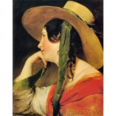 Girl in Yellow Hat Painting Reproduction