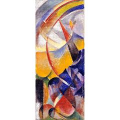 Mountain Landscape with Rainbow, left hand part of three part fire screen Painting Reproduction