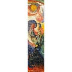 Middle part of a Three-part Firescreen with Landscape and animal like Elements Painting Reproduction