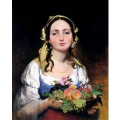 The maiden with flowers Painting Reproduction