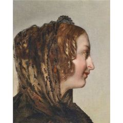 Female Head in Profile with Black Veil Painting Reproduction