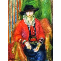 Woman in Red Jacket Painting Reproduction