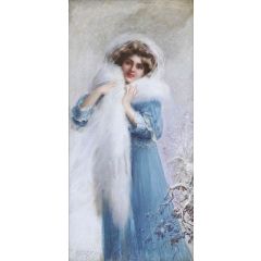 Winter, also known as Elegant Lady with White Stola Painting Reproduction