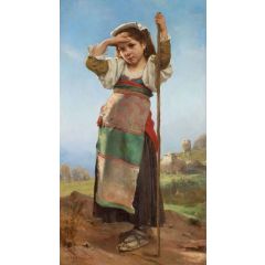 Young Shepherdess Painting Reproduction