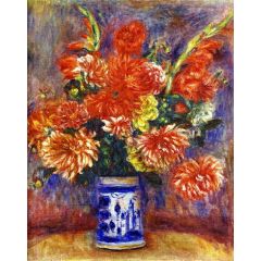 Gladiolas and Dahlias Painting Reproduction