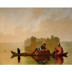 Fur Traders Descending the Missouri Painting Reproduction
