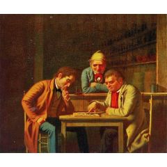 The Checker Players, also known as Playing Checkers Painting Reproduction