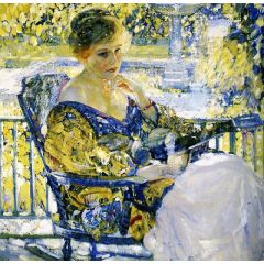 Girl with a Guitar, also known as Daydreams Painting Reproduction