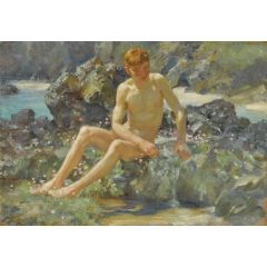 Nude on the Rocks Painting Reproduction