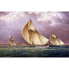 Sailing in Boston Harbor Painting Reproduction