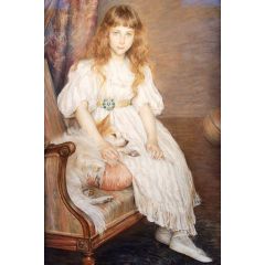 Portrait de Mademoiselle Adeline Pozanska enfant, also known as La petite fille au chien blanc Painting Reproduction